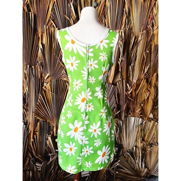 Vintage Mod Hippie Pop Art Graphic Daisy Floral Micro Mini Dress Size Small - Picture 5 of 5